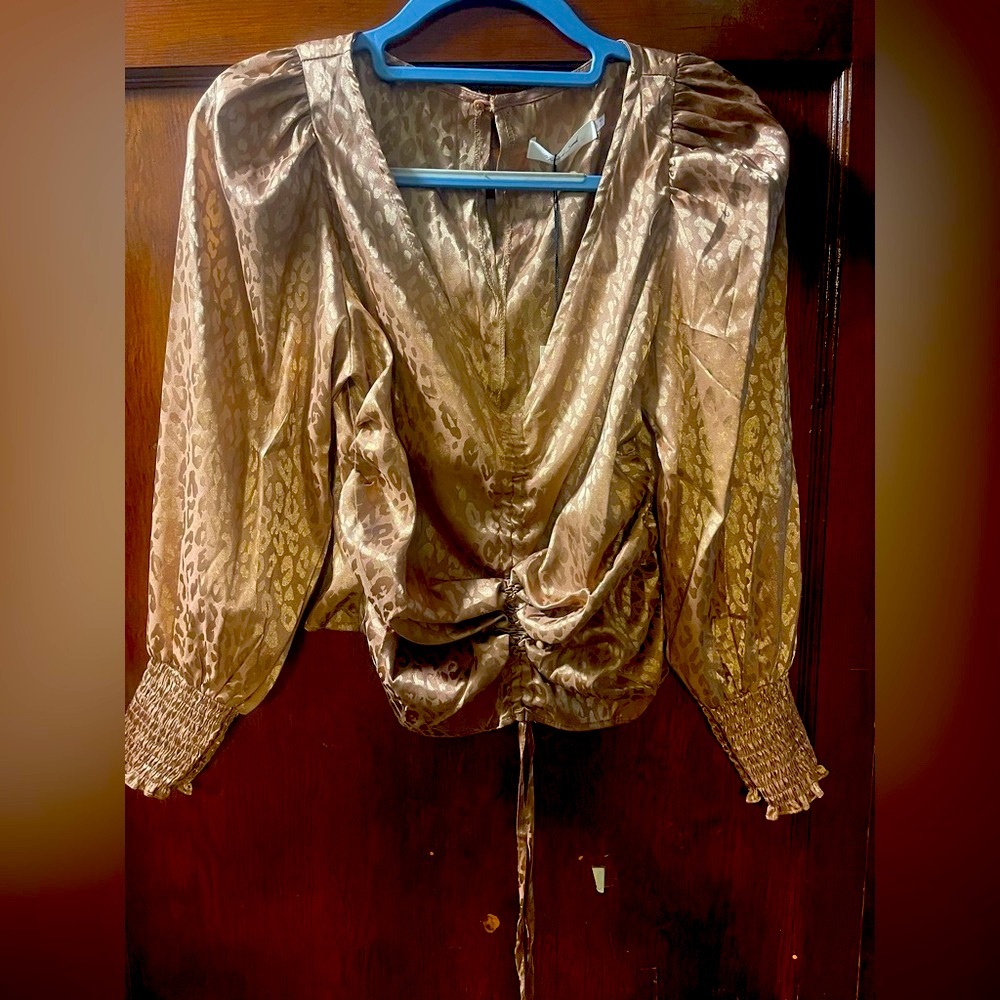 Elegant Leopard Print Satin Blouse
